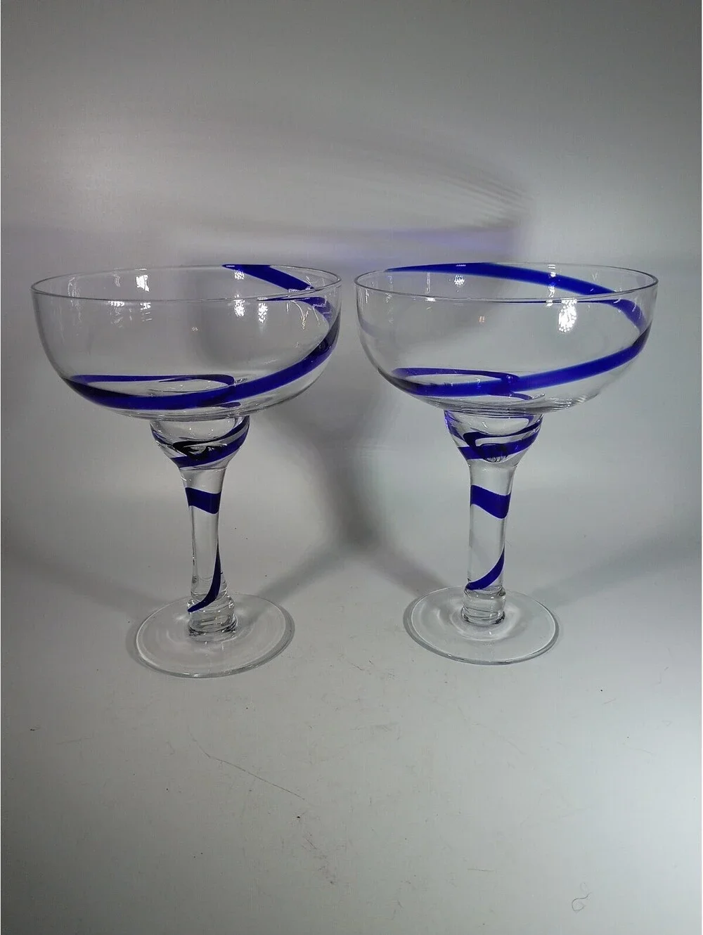 Pier 1 Cobalt Blue Swirline  Margarita Glasses Set of 2 Retired